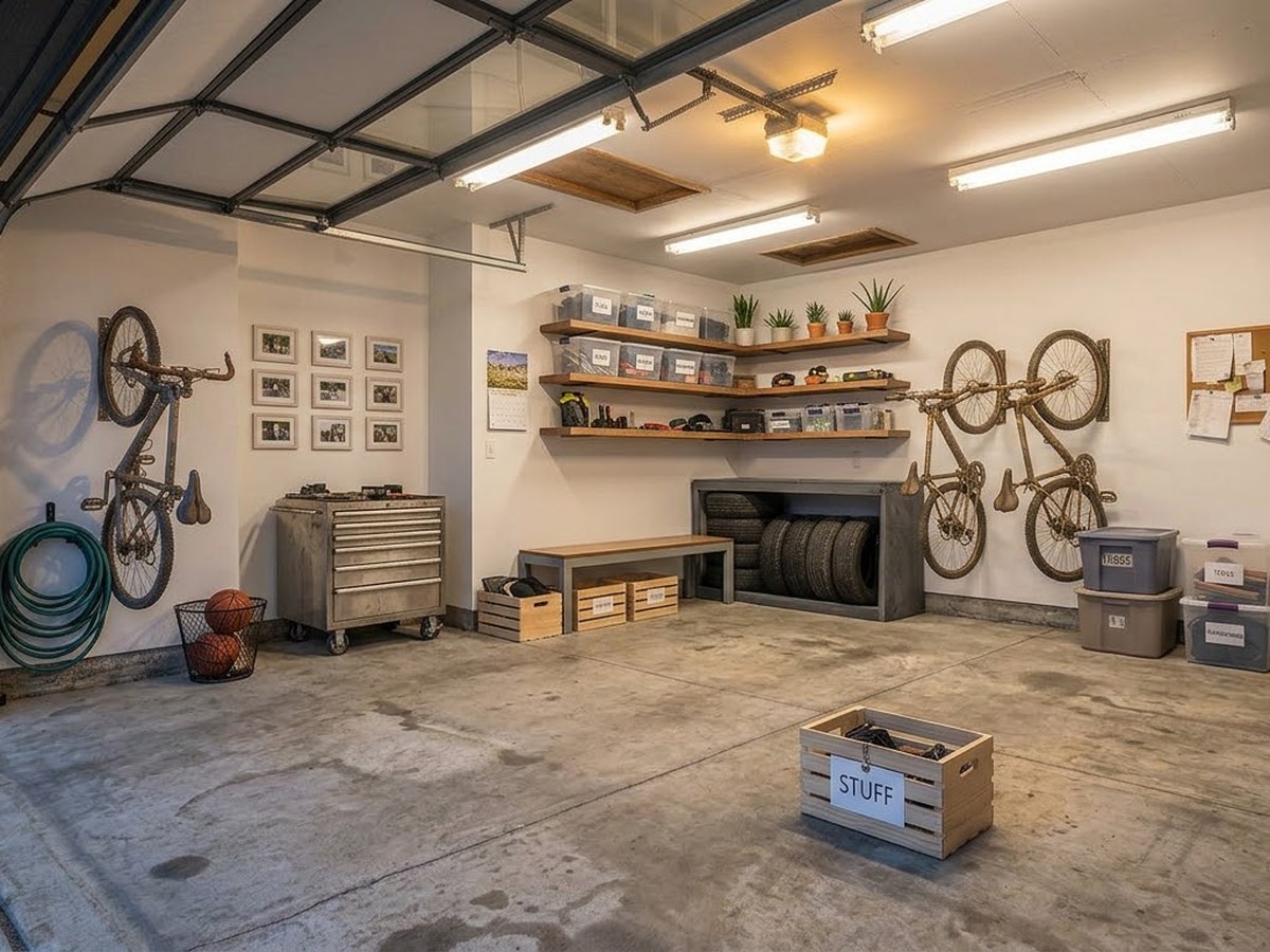 Concept visualization — garage before the Floor + Glow package